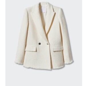 Mango Cream Textured Blazer